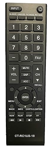 CT-RC1US-18 Remote Control fit for Toshiba LED LCD TV HDTV 49L510U18 55L510U18 32L220U19 32L310U20 32L310U18