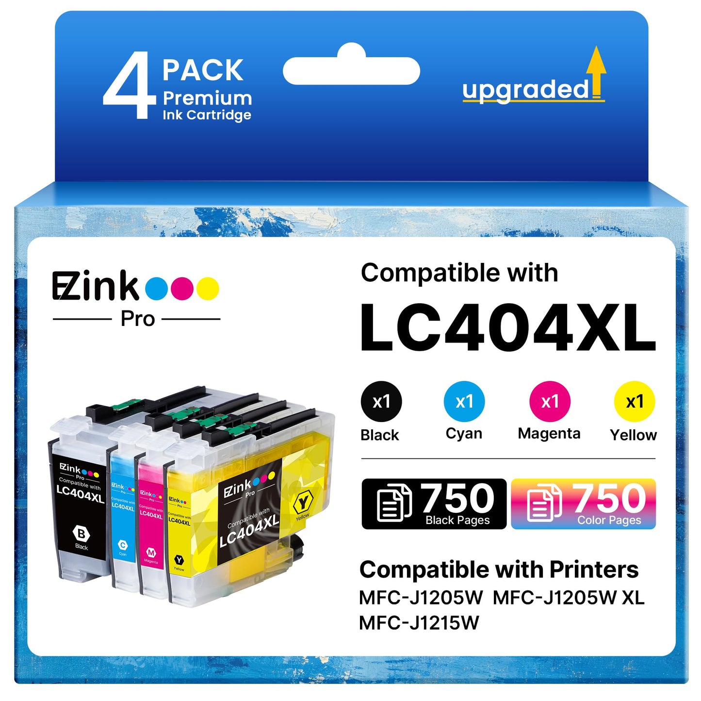 LC404 LC404XL Ink Cartridges Compatible for Brother LC404 LC404XL Ink Cartridge 4 Pack Work for MFC-J1205W MFC-J1215W MFC J1205W J1215W XL Printer