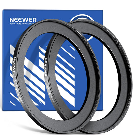 NEEWER 58-67mm Step Up Ring Adapter (2 Pack) with Cleaning Cloth, Ultra Slim Aluminum Alloy Lens Filter Adapter Ring for 58mm Camera Lens to Use 67mm