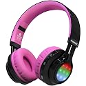 Riwbox Bluetooth Headphones for Kids, AB005 Wireless Kids Headphones V5.3 with Microphone Foldable Headset with LED Light and TF Card FM Radio