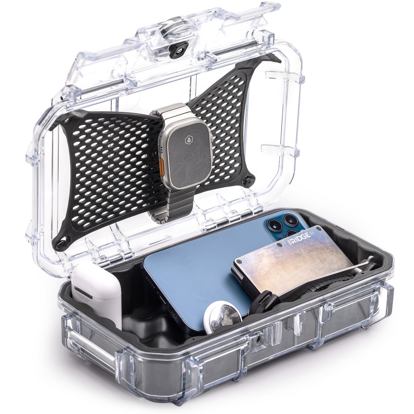 Evergreen 56 Dry Box - EDC Tough Protective Case USA Made for Organization of Cameras, Phones, Camping, Fishing, Hiking, Water Sports (Clear)