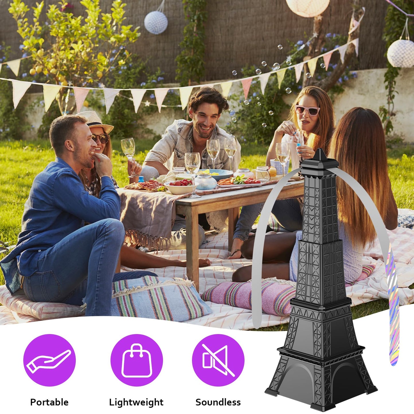 STUHAND Fly Fans for Tables, Fly Repellent Fan Keep Flies Away, Battery Powered Bug Fans with Holographic Blades for Picnic, BBQ, Restaurant, Party