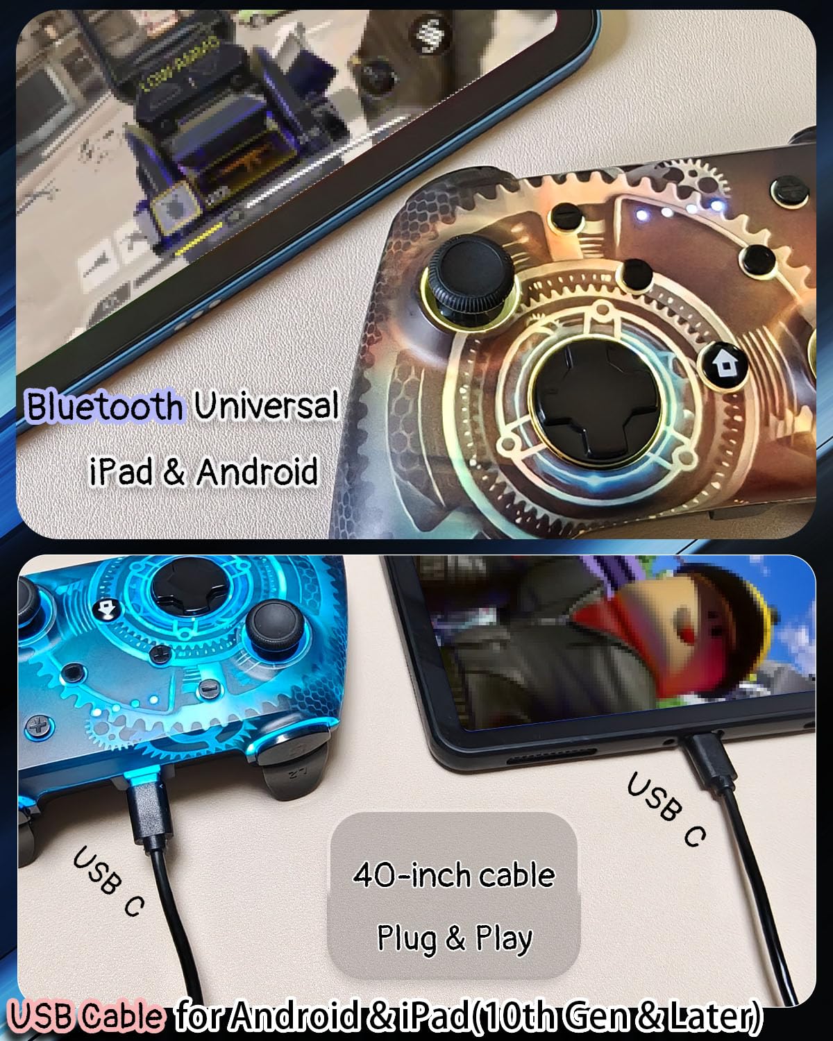 Wzuicov Multi-Platform Game Controller with RGB & Dual-Mode Bluetooth & Wired Connection, Wireless Gamepad for Switch/Switch 2/iOS/Android/PC/TV