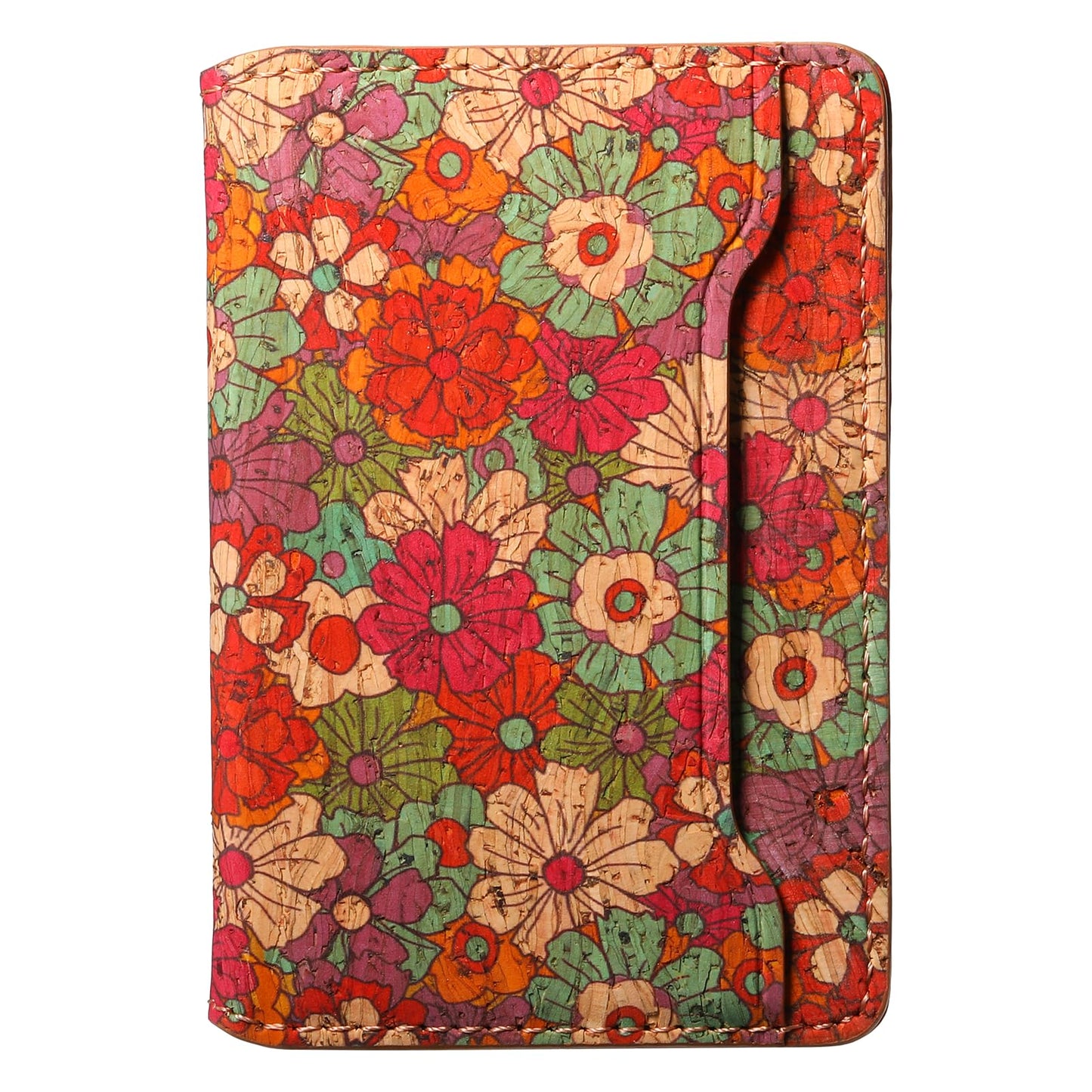maogoam Magnetic Flower Leather Wallet Compatible With MagSafe, Leather Magnetic Bifold Cards Holder for Women, Ultra Slim Wallet for iPhone, Fit 4