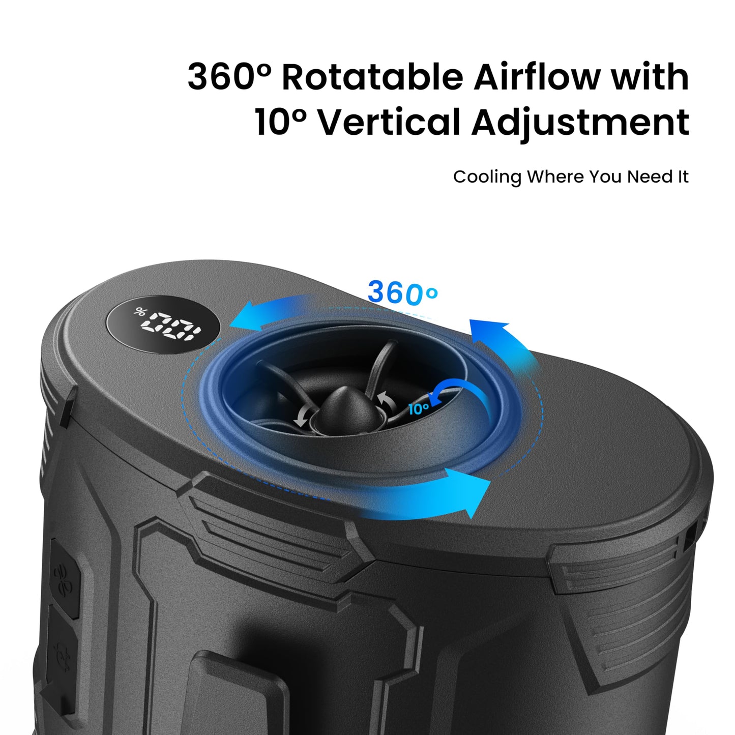 KIWIHOME Portable Waist Fan Clip On, 4-in-1 with 360°Rotatable Airflow
