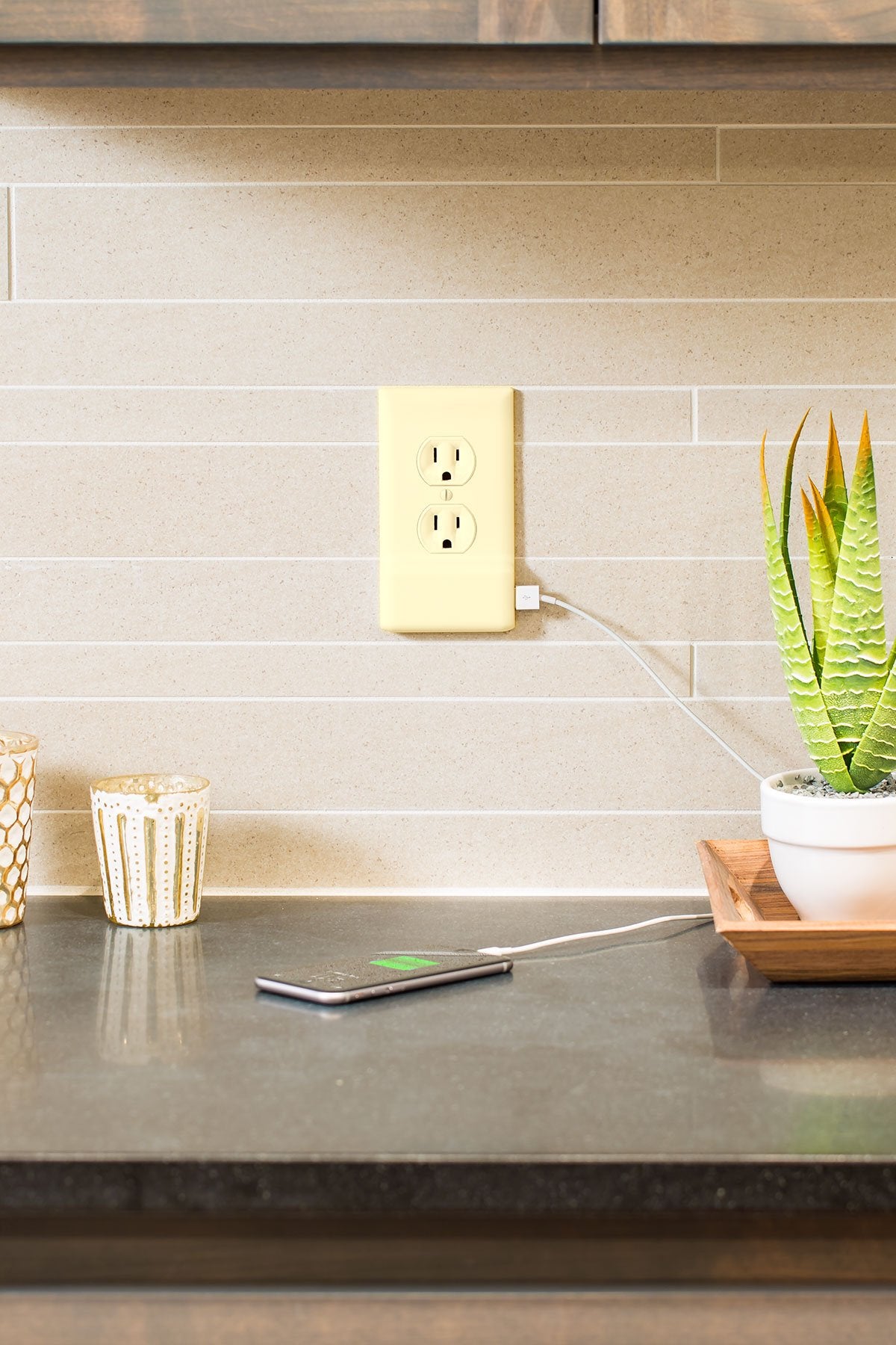 2 Pack - SnapPower USB Charger Outlet Wall Plate Cover - No Batteries Or Wires - Installs In Seconds (Duplex, Ivory)