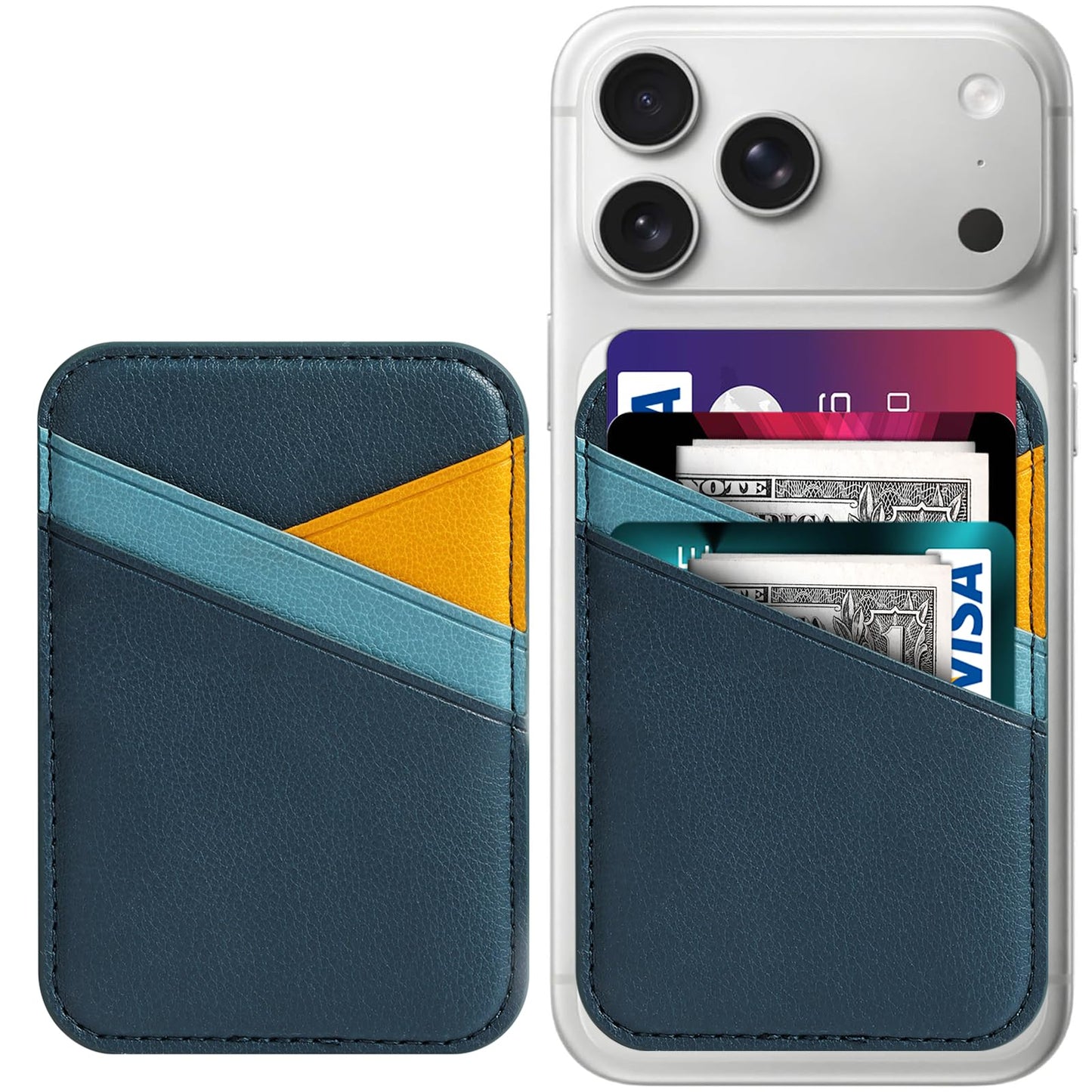 Miroddi for MagSafe Wallet, Magnetic Wallet for iPhone 17/16/15/14/13/12 Series, 0.12” Ultra-Thin Leather Magnetic Phone Card Holder, 3 Card Slots