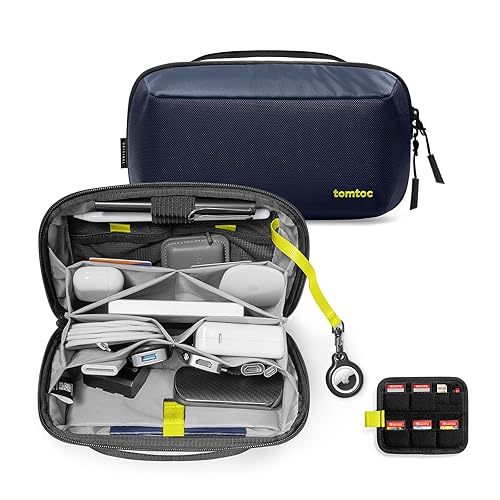 tomtoc Electronic Organizer Accessory Tech Pouch for MacBook Charger, Cables, Power Bank, Hard Drive, Cords, Water-resistant Storage Bag