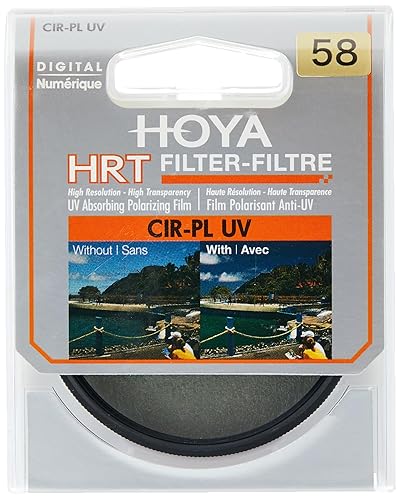 Hoya Circular Polarizer Filter (HRT CIR-PL UV) - 58mm Polarizing Filter with UV Absorbing Glass, High-Rate Transparency Film for Camera Lens