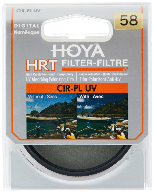 Hoya Circular Polarizer Filter (HRT CIR-PL UV) - 58mm Polarizing Filter with UV Absorbing Glass, High-Rate Transparency Film for Camera Lens