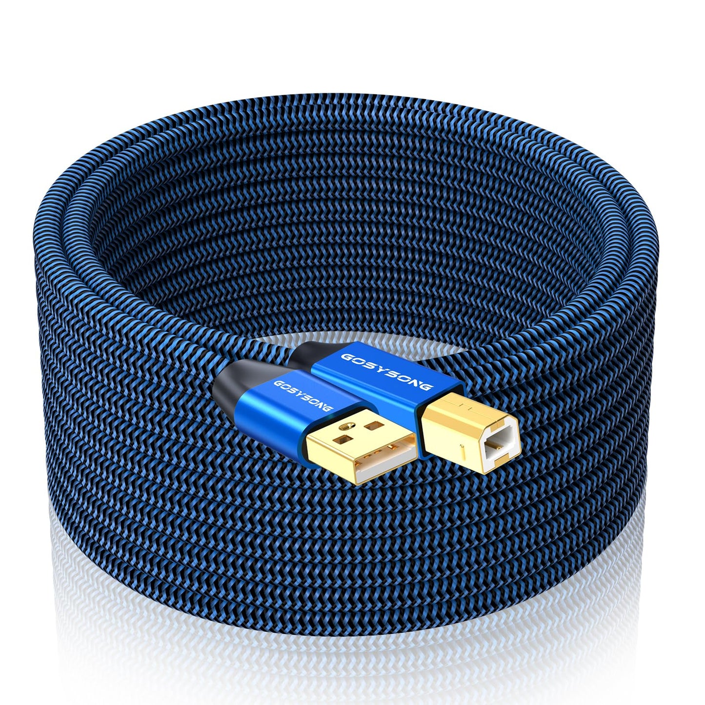 GOSYSONG 20ft USB 2.0 Printer Cable High Speed USB A to USB B Cable Compatible with HP, Canon, Dell, Epson, Xerox Printers (Blue)