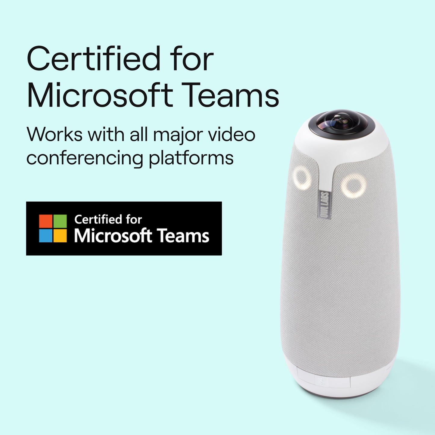 Owl Labs Meeting Owl 3 - 360° 1080p HD Conference Room Camera, AI-Driven Speaker-Tracking, 18-Foot Mic Pickup - Certified for Microsoft Teams - Works
