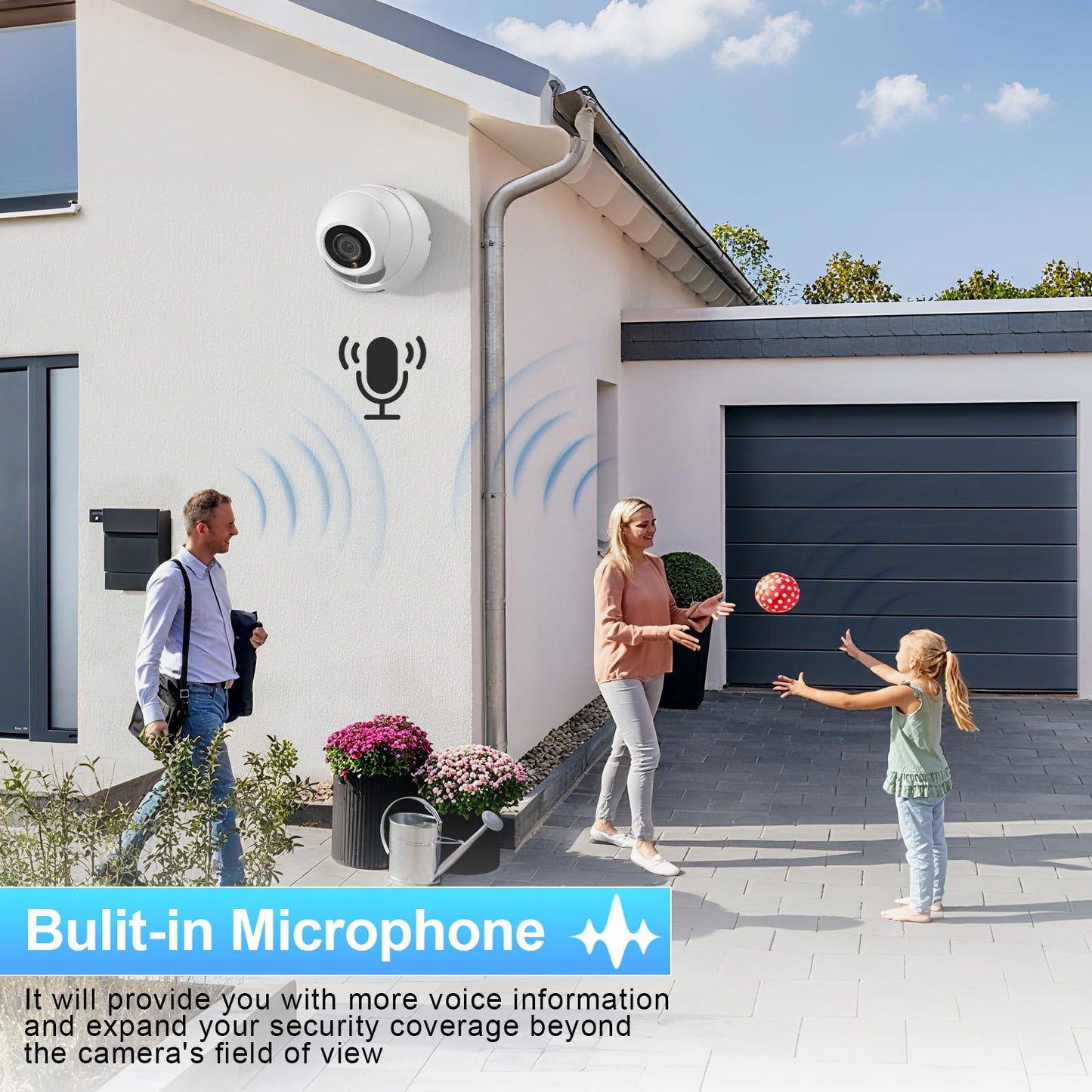 INNOSECU PoE Camera 4MP, Security IP Dome Camera for Outdoor Indoor Use, Buil-in Mic, 2.8mm Lens Wide Angle 110?, B/W Night Vision, Smart Motion