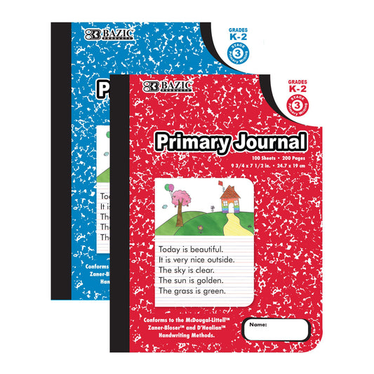 BAZIC PRODUCTS Primary Journal, Grades K-2, Draw & Write, 100 Ct