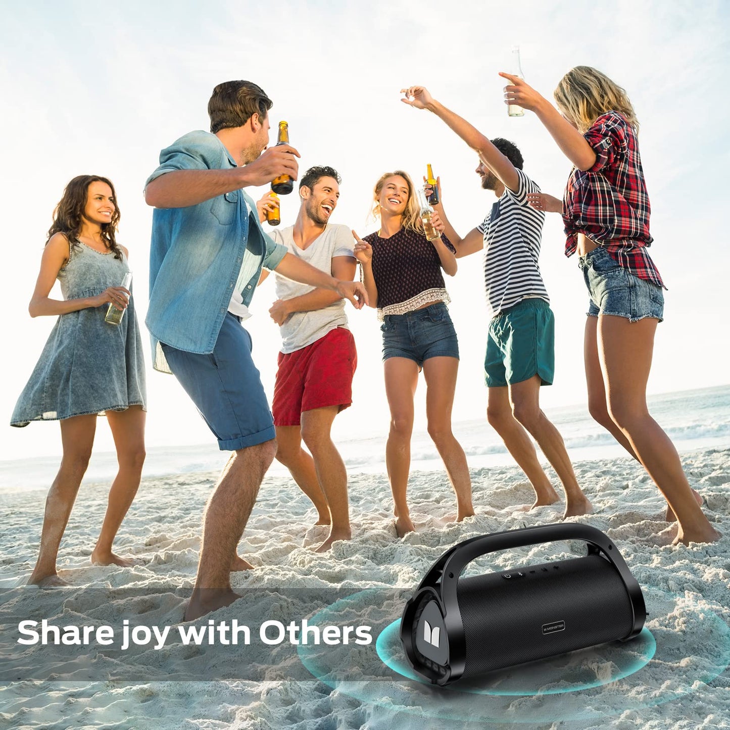 Monster Adventurer Max Bluetooth Speaker, IPX7 Waterproof Portable Speaker with Double Subwoofer, 120W Peak Stereo Sound and Rich Bass, 24H Playtime