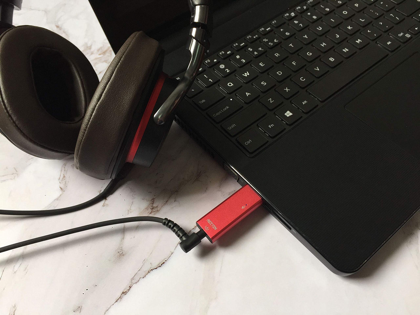 Reiyin DA-02 DAC USB-A Digital to Analog Converter, 192khz 24bit USB to 3.5mm Audio Adapter with Analog and Optical Digital Output Mode - Red