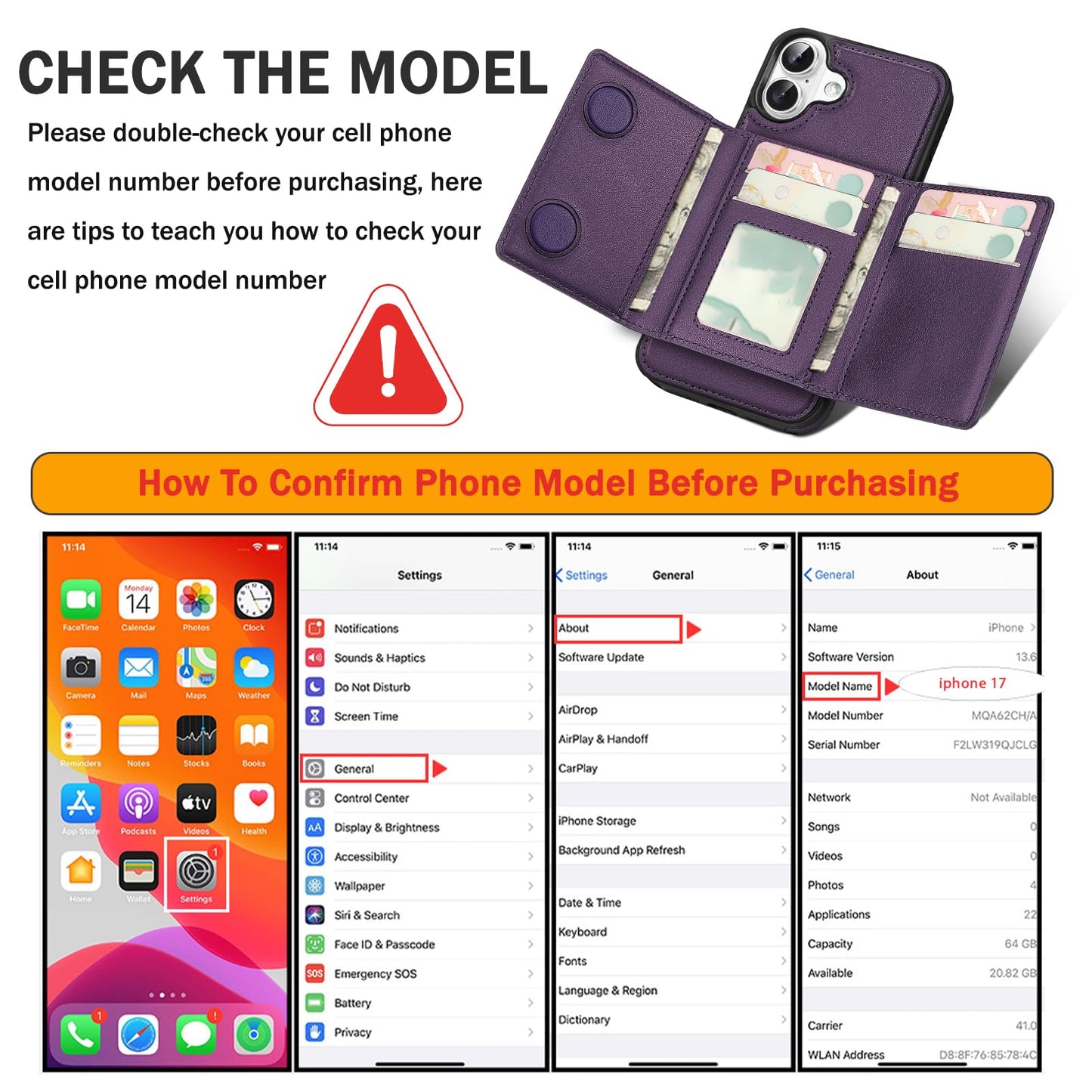 Godzoen for iPhone 17 Wallet Case, 2-in-1 Detachable Phone Case, Card Holder RFID Blocking, Fashionable Faux Leather Card Slot & Folding Design