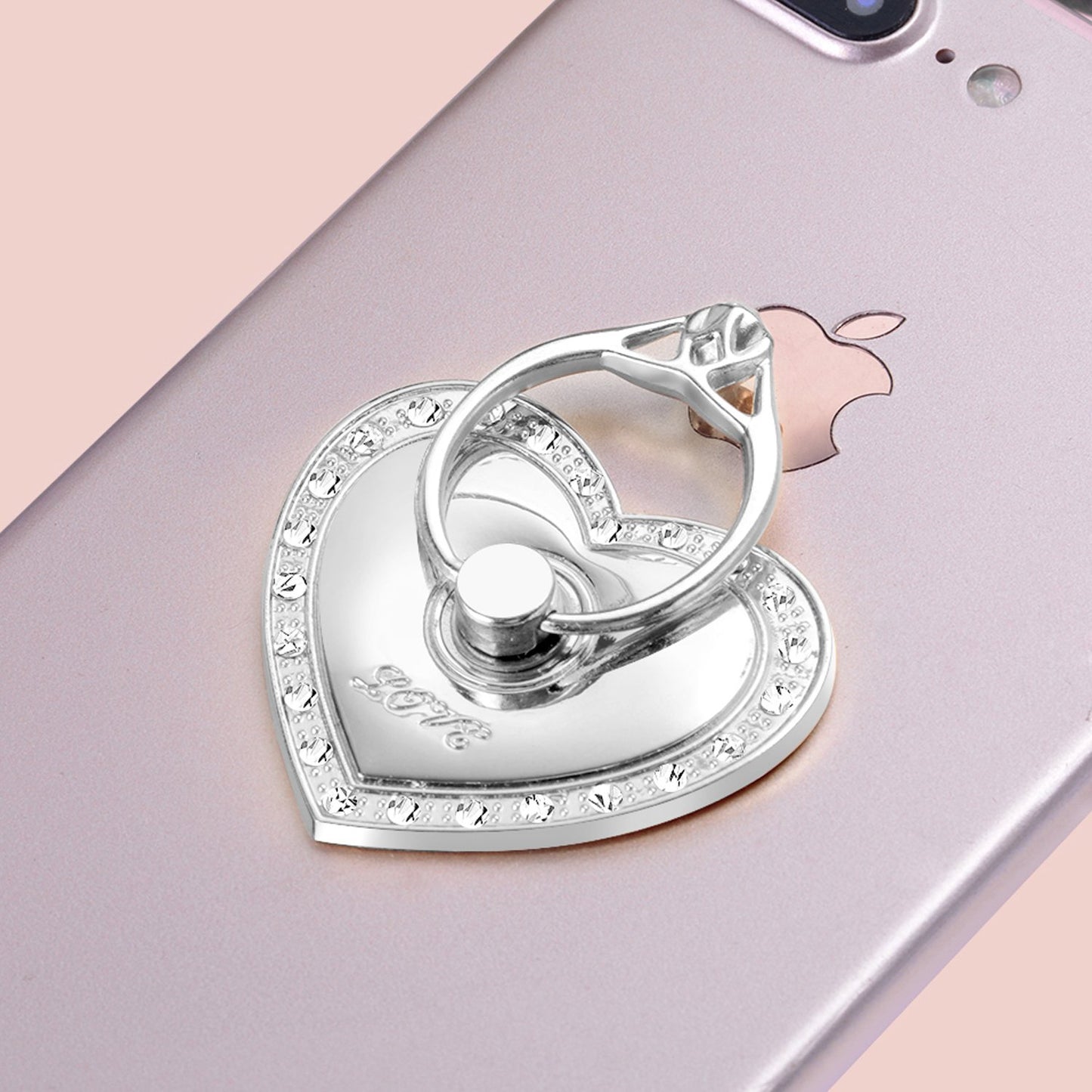 Phone Stand, Luxury Updated Re-Usable Metal Stainless Phone & Tablet Anti Drop Ring Stand Holder with Diamonds for iPhone iPod iPad Samsung and More