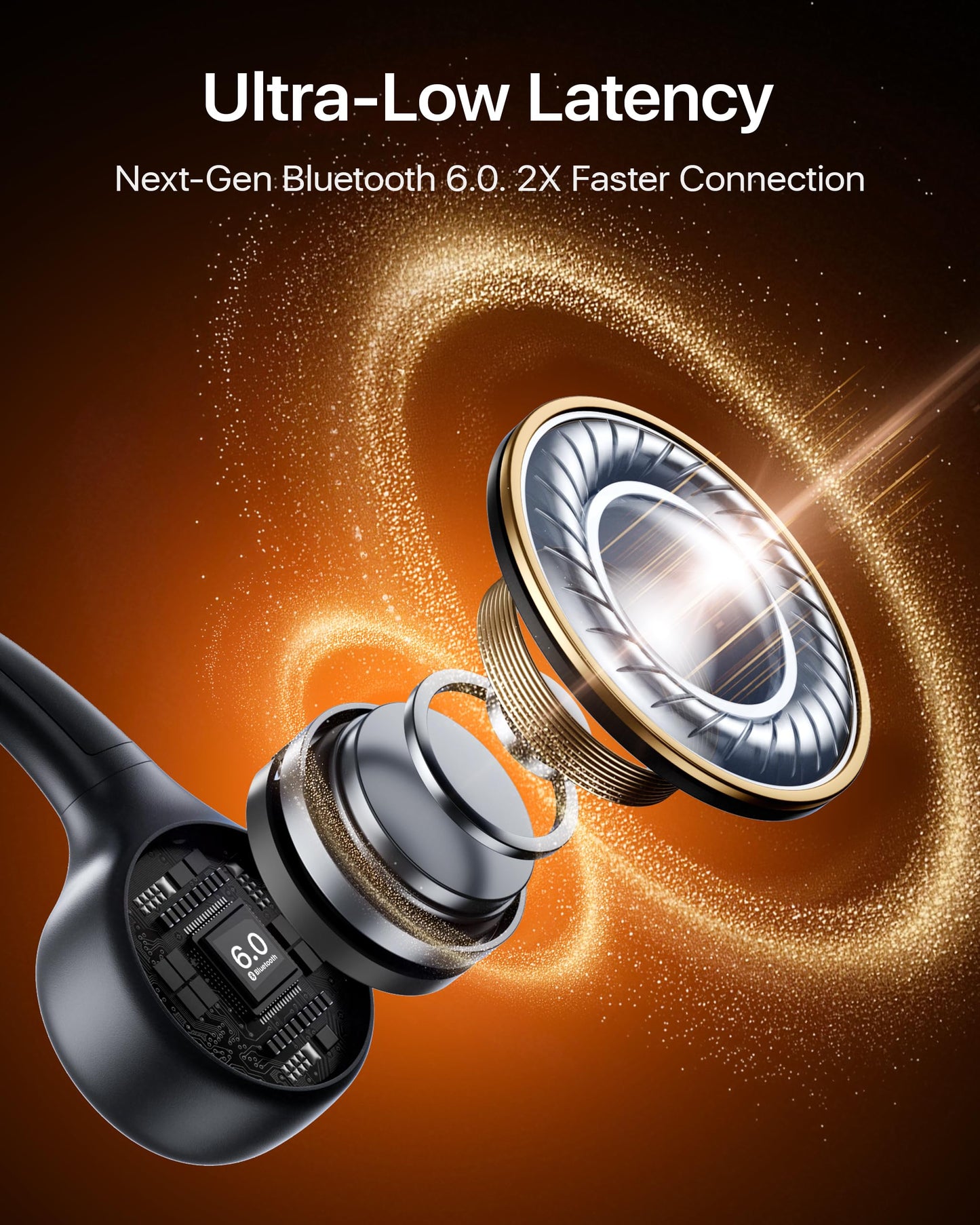 RAEOHE Bone Conduction Headphones Bluetooth 6.0, Open Ear Headphones for Running with Mic, 1H Fast Charge, 10H Playtime, IP54 Waterproof, 0.9oz