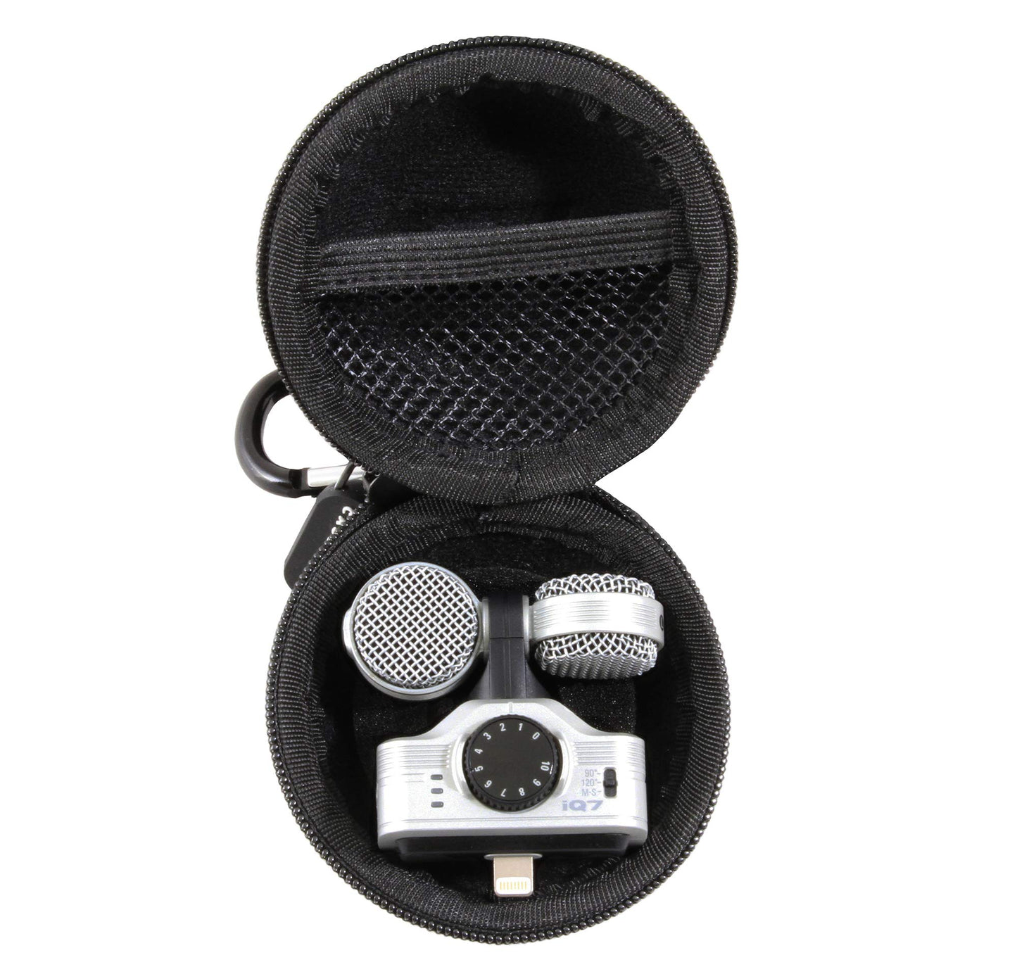 CASEMATIX Clip-on Phone Microphones Travel Case Compatible with Zoom iQ7, iQ6, Mounted Zoom XYH5 Stereo Microphone Capsule and More, Case Only