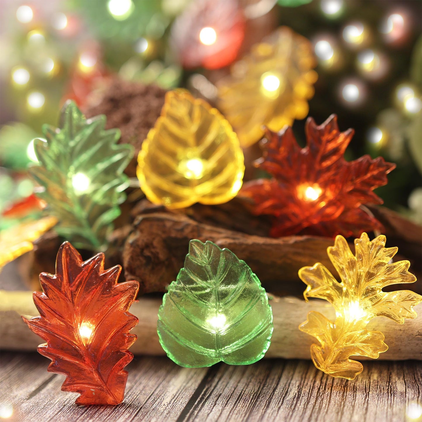 enlaceray Solar String Lights Fall Leaf String Lights Outdoor Garden Decor Light Waterproof Yard Thanksgiving Christmas Fairy Lights 40LED 14ft