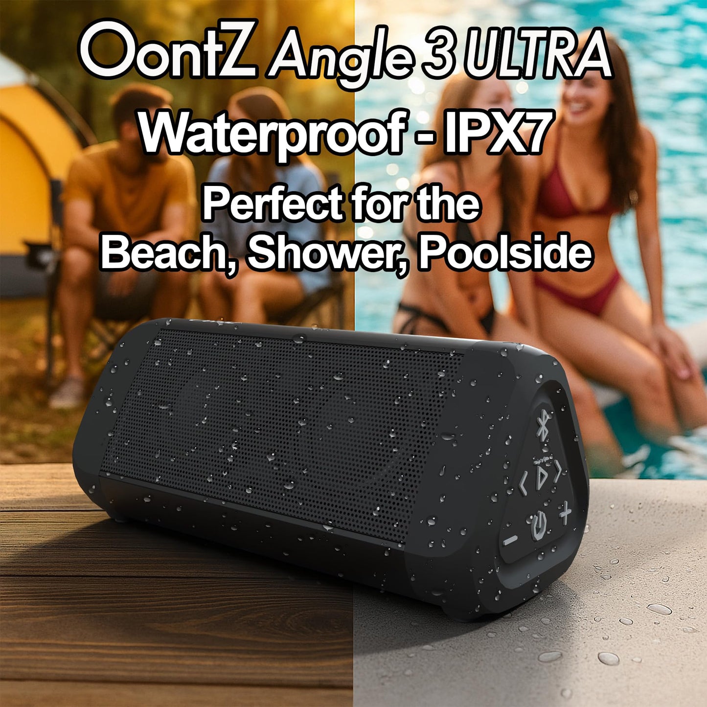 OontZ Angle 3 Ultra - Portable Bluetooth Speaker, 14 Watts, Bigger Bass, Hi-Quality Sound, 100 Ft Wireless Range, Play Two Speakers Together, IPX7