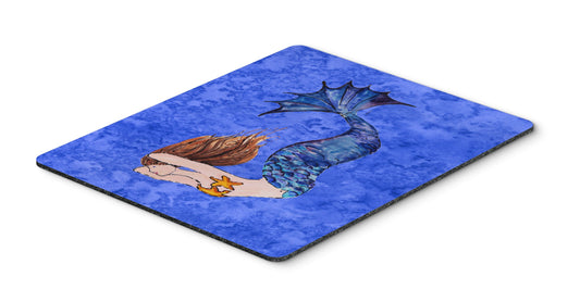 Caroline's Treasures 8725MP Brunette Mermaid on Blue Mouse Pad, Hot Pad or Trivet for Home Office Gaming Working Computers Laptop Mouse Mat,Washable
