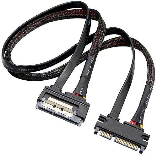 GELRHONR 22Pin SATA Power Extension Cable,22 Pin?7+15? Sata Male to Female Data and Power Combo Extension Cable with Locking Latch,for HDD,SSD,Optical
