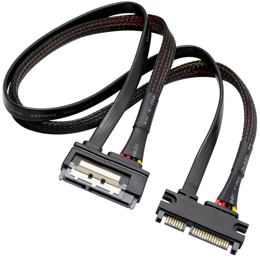 GELRHONR 22Pin SATA Power Extension Cable,22 Pin?7+15? Sata Male to Female Data and Power Combo Extension Cable with Locking Latch,for HDD,SSD,Optical