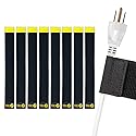 Selfie Straps by Wrap-It Storage, 12-inch (8-Pack), Black - Stretchy Hook and Loop Cord Organizer that Stays Attached to Cord for Electrical Cable