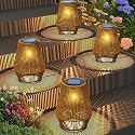 Solar Lanterns Outdoor Waterproof, KagoLing Solar Lanterns Outdoor Gifts for Women Mom Grandma Hanging Solar Lights Outdoor Handwoven Rattan Garden