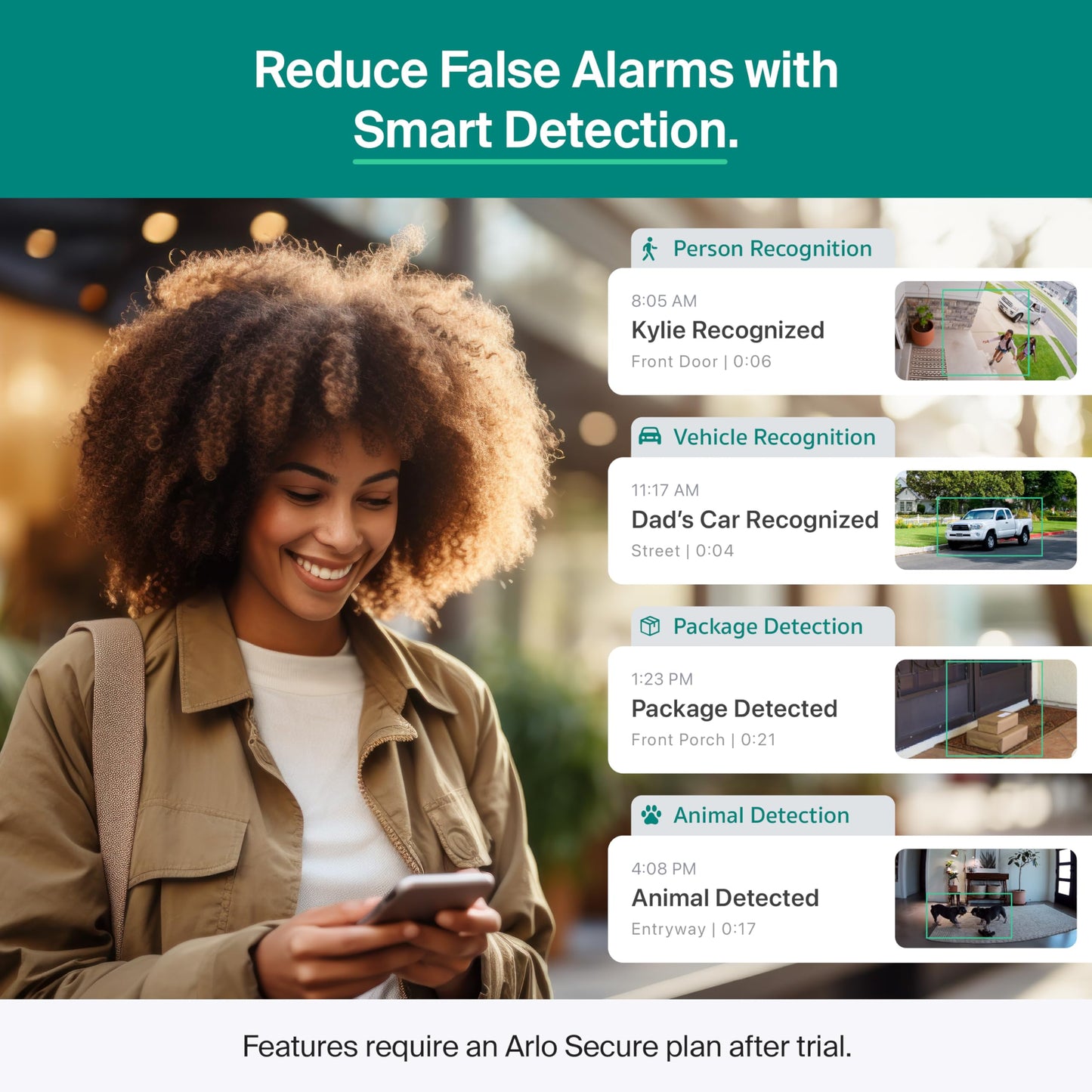 Arlo Essential Security Camera 2K (2025 Release) + 6 Months of Secure Plus Plan - Continuous Wired Plug-in Power Outdoor Camera, Person Recognition