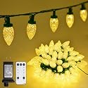 ZAIYW C9 Christmas Lights String, 66ft 100 LED Strawberry String Lights UL Plug C9 String Lights Green Wire Waterproof for Outdoor Roof Eaves Garden