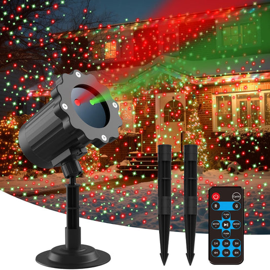 Christmas Projector Lights Outdoor, Waterproof Christmas Decorations Led Lights Projector with Remote Control Timer Indoor Firefly Light for Xmas Yard
