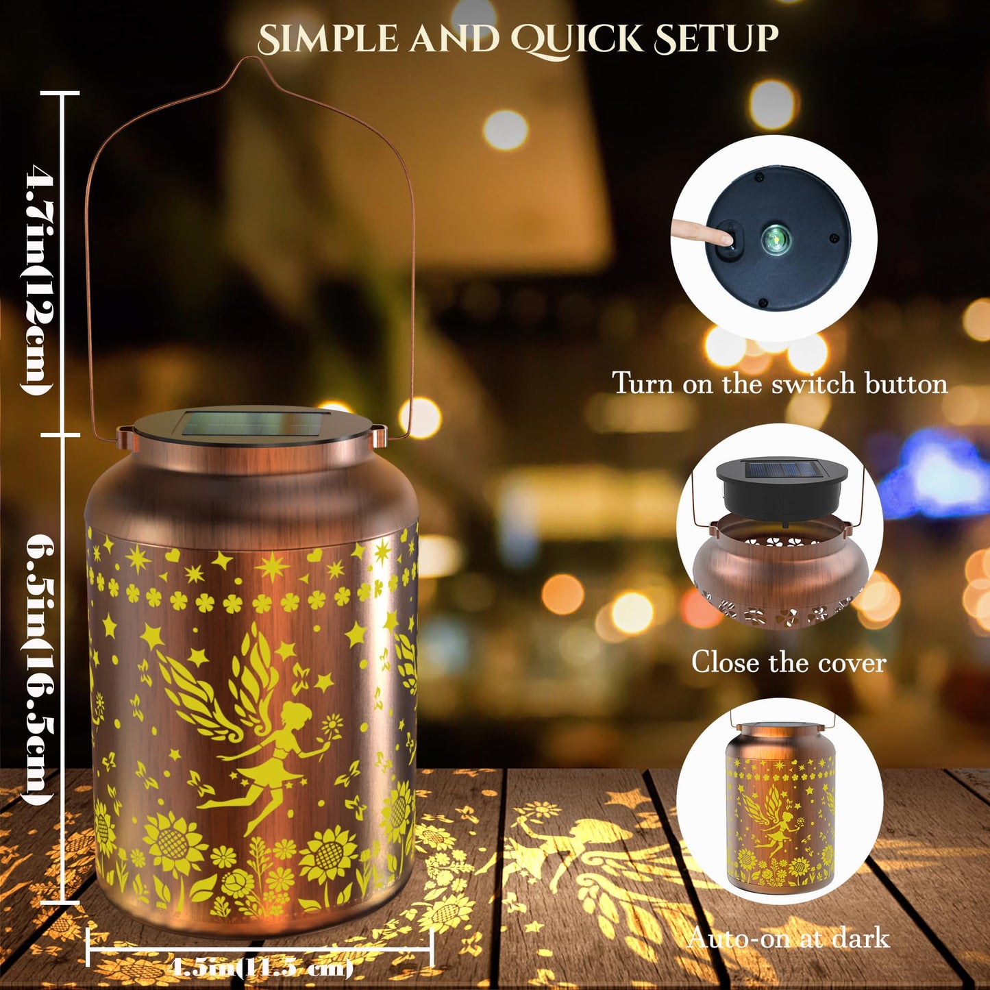 2 Pack Fairy Solar Lantern - Ideal Gift for Mom Women Birthday & Christmas Waterproof Outdoor Garden Lights Hanging Standing Metal Garden Gifts Decor