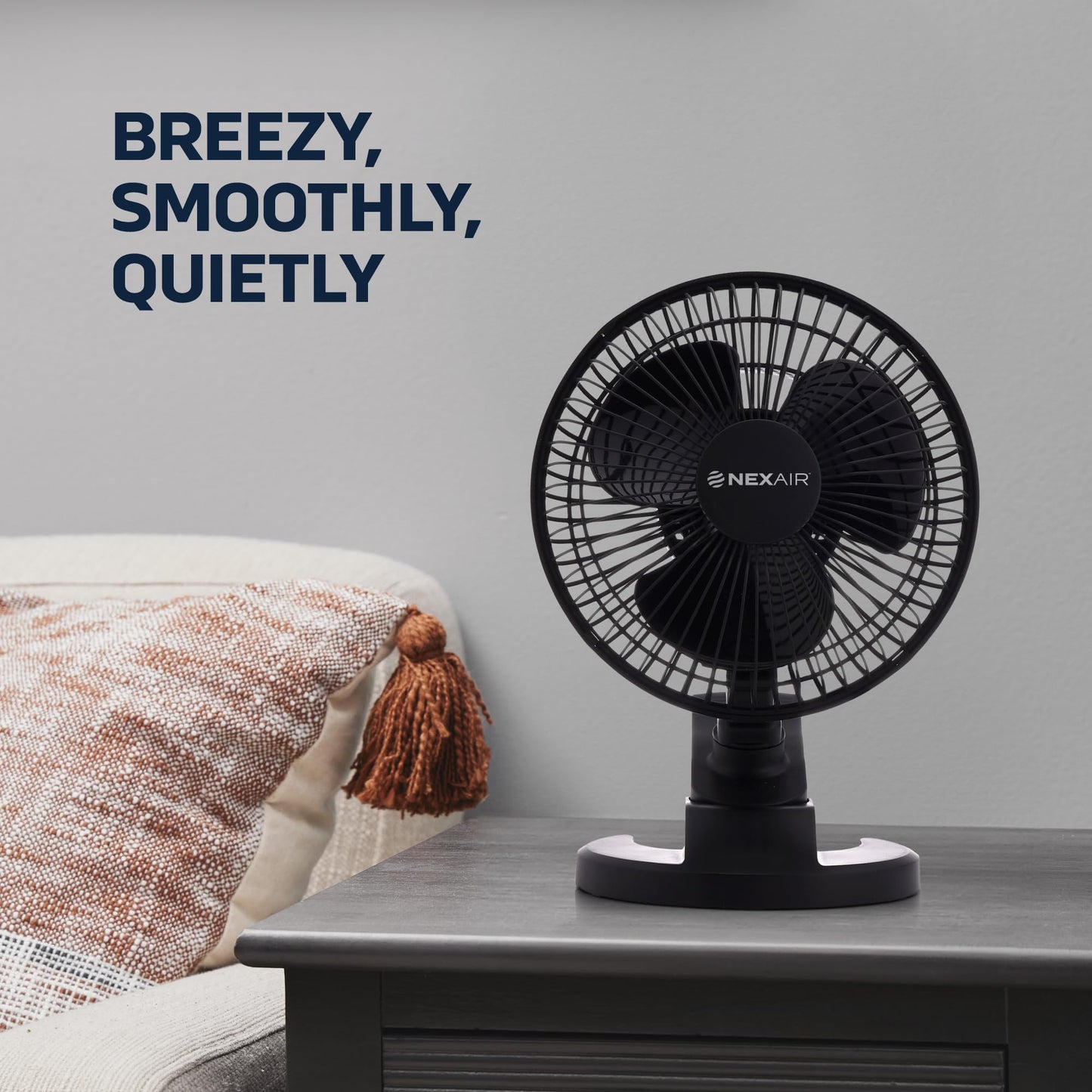 NEXAIR 6-Inch Portable Desk or Clip-on Fan with Two Quiet Speeds - Small Personal Cooling Fan for Desk, Home, Bedroom and Office, 180° Adjustable Tilt