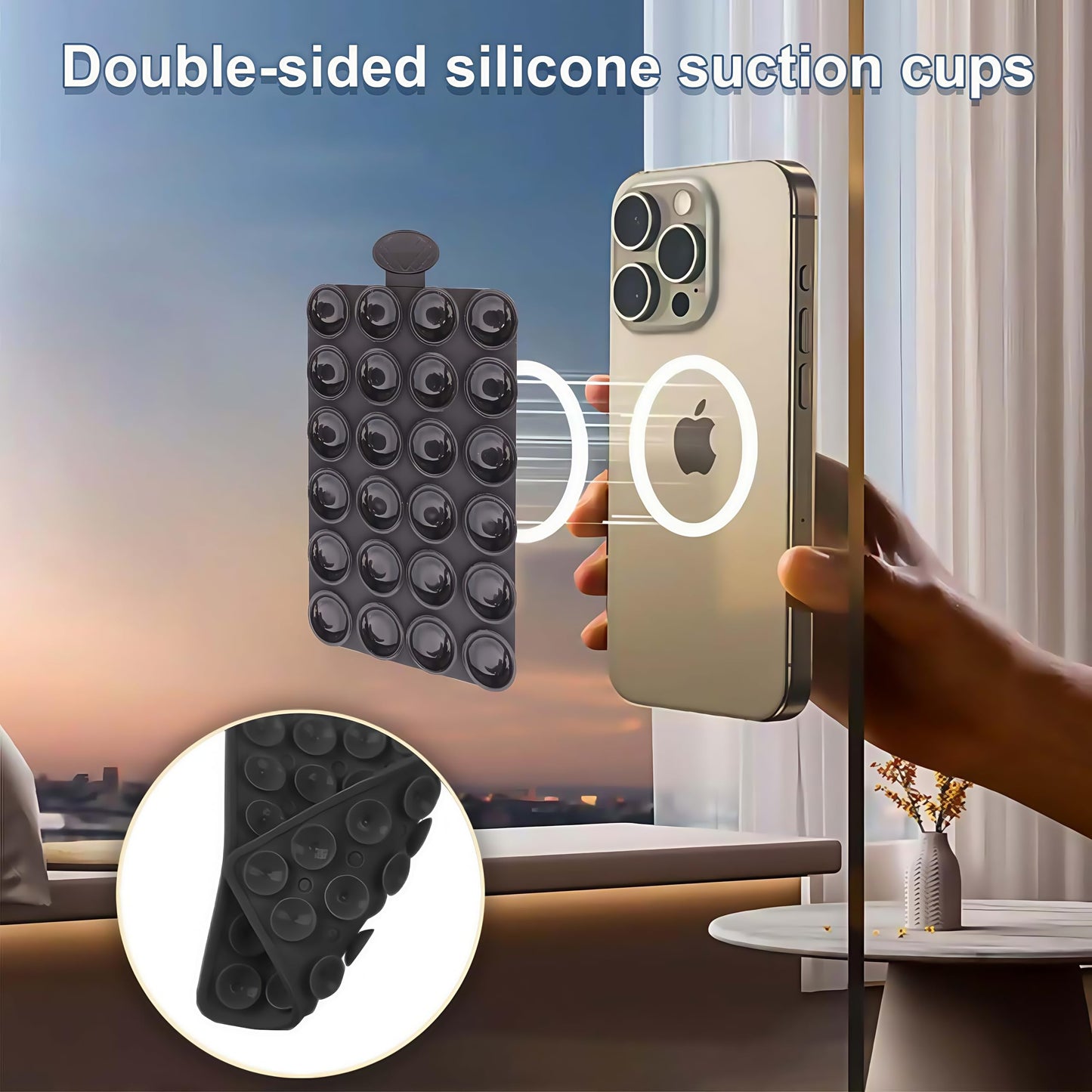 3-Pcs Double-Sided Suction Phone Mount, Sticky Phone Grip with Higher Suction Power,Hands-Free Phone Accessories Holder for Selfie and Video on iPhone