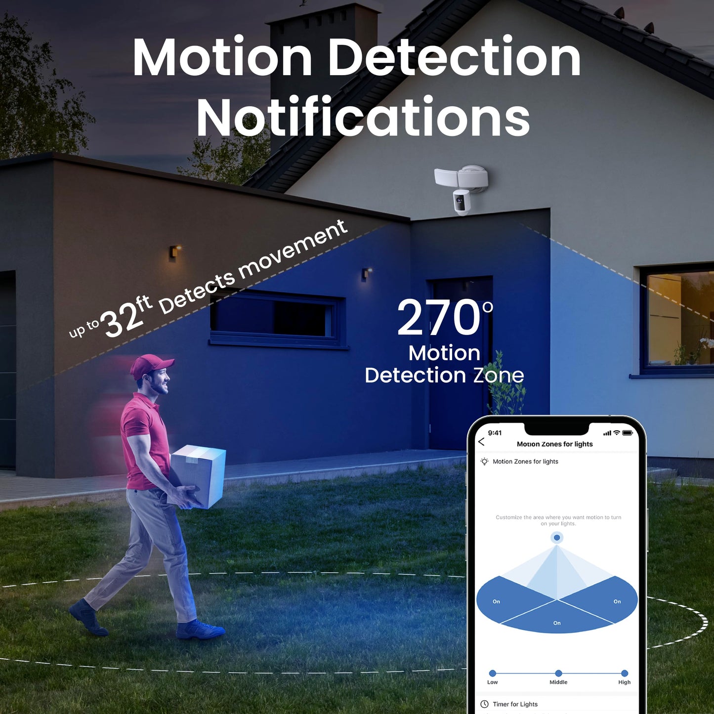 Feit Electric SEC5000/CAM/WIFI Outdoor LED Smart Security Camera with Motion Sensor, 2-Way Audio, 5000 Lumens Floodlight, Works with Alexa and Google