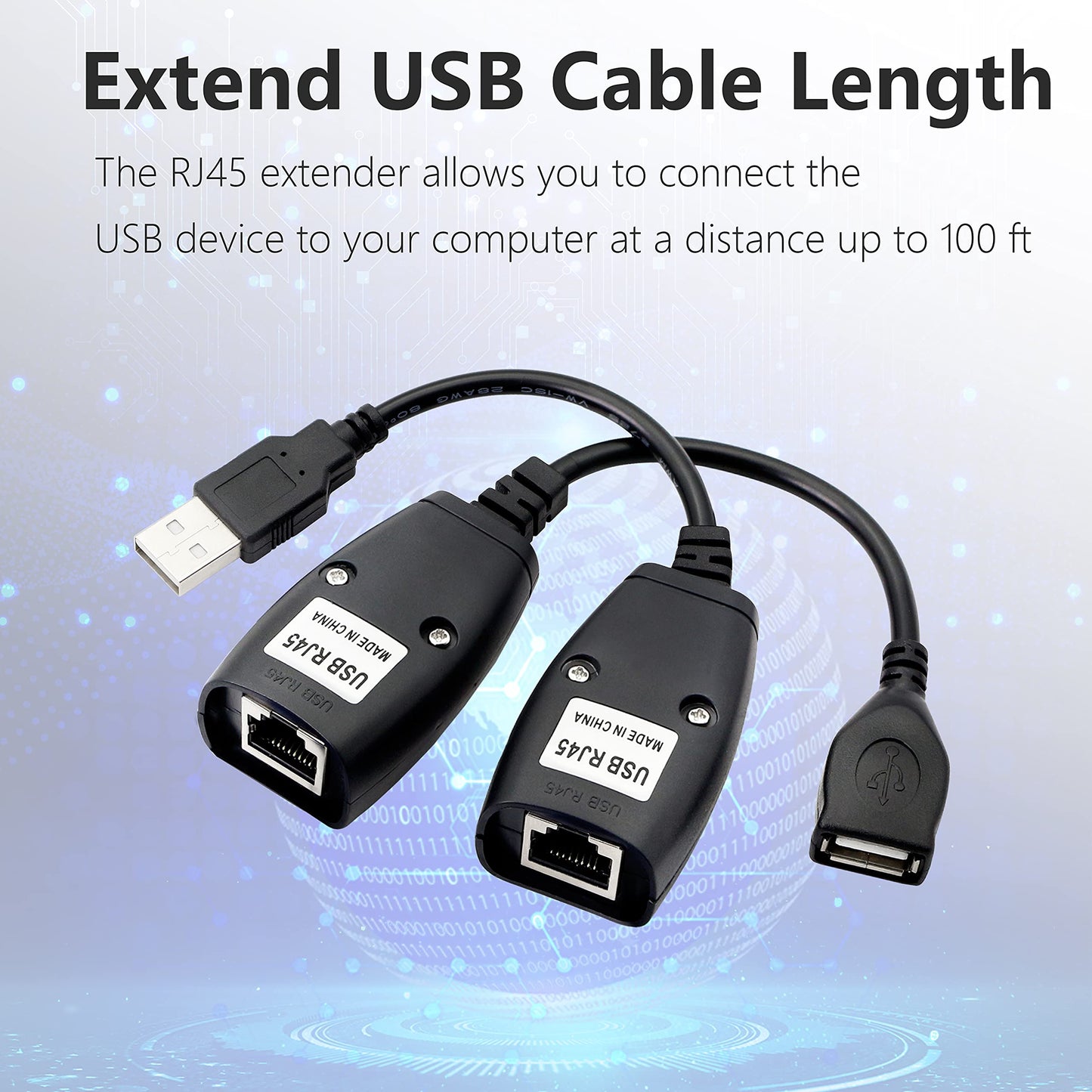 GELRHONR 2Pack USB 2.0 to RJ45 Ethernet Extender Adapter Cable,Over Cat5/Cat5e /Cat6 Cable for Printer Mouse Keyboard-Black
