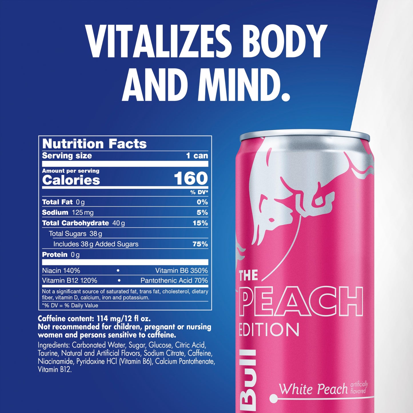Red Bull Peach Edition Energy Drink, with 114mg Caffeine plus Taurine & B Vitamins, 12 Fl Oz, 4 Pack