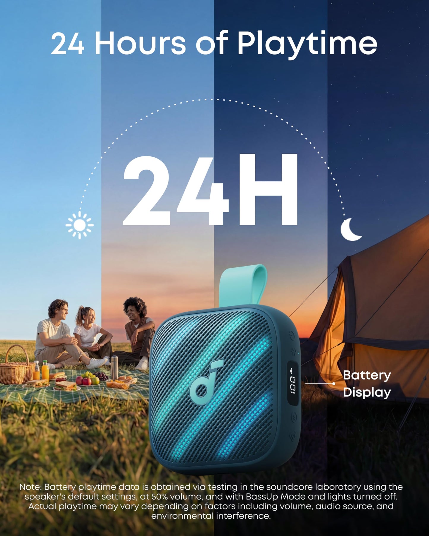 Soundcore Boom Go 3i Portable Bluetooth Speaker by Anker, 15W Punchy Sound, 24H Playtime, IP68, BassUp 2.0, Emergency Charging, Bluetooth 6.0