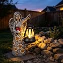 Yewanye Solar Garden Angel Statues,Outdoor Angel Figurines Lights Waterproof Statue Decor Lanterns for Yard Patio Porch Decoration Gift for Mom