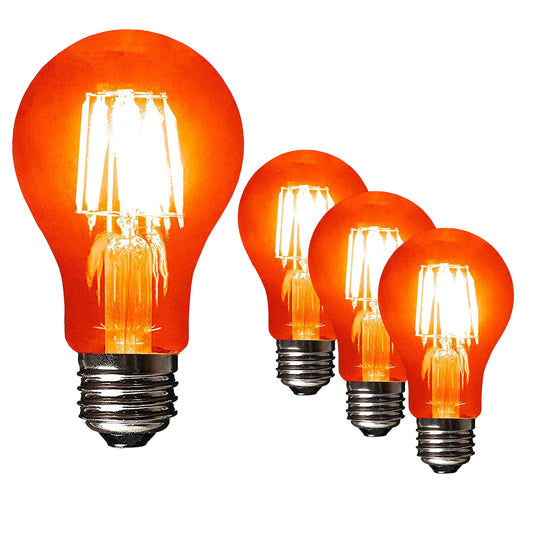 SLEEKLIGHTING LED 6Watt Filament A19 Orange Colored Light Bulbs - UL Listed, E26 Base Lightbulb - Energy Saving - Lasts for 25000 Hours - Heavy Duty