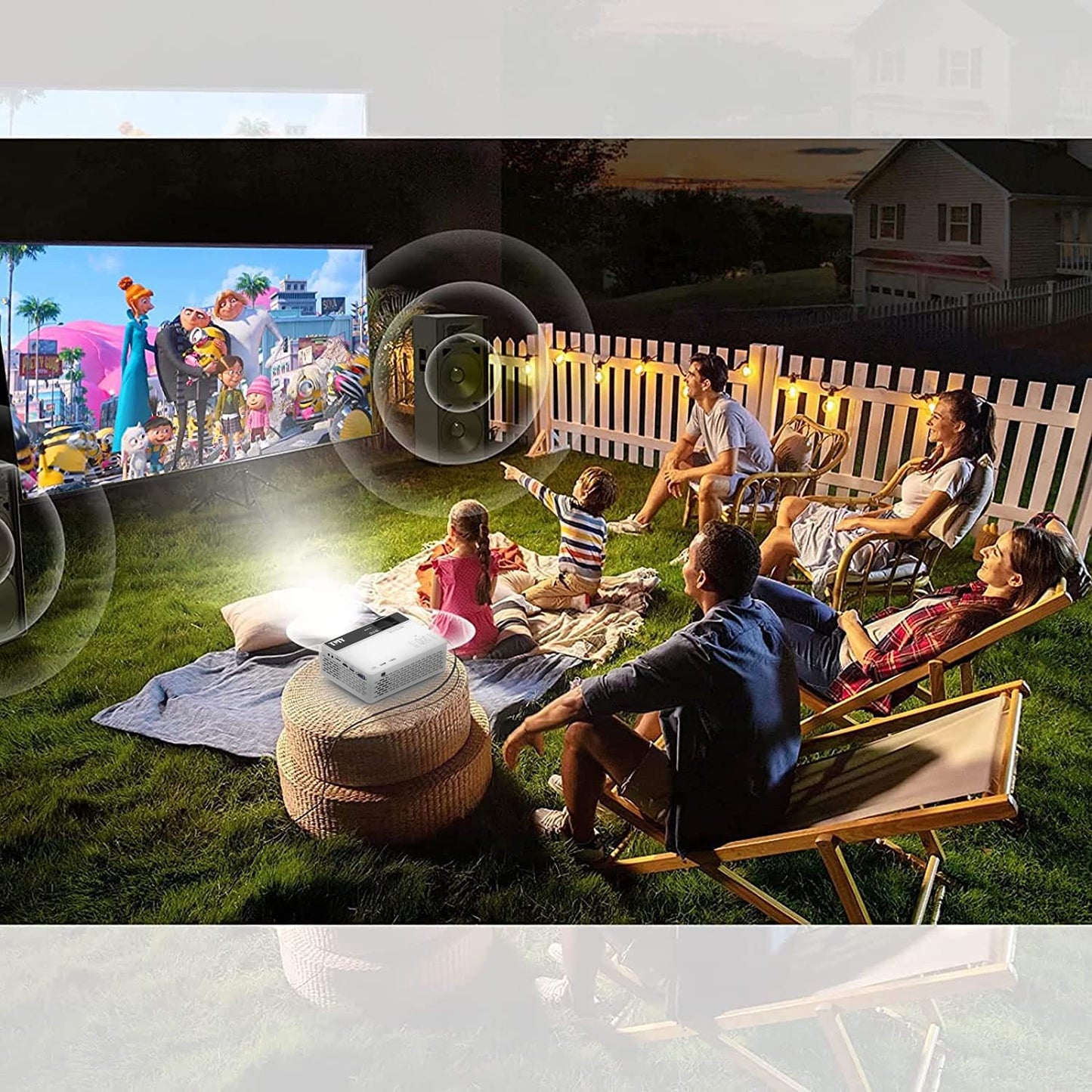 Mini Projector, 1080P Full HD Supported, Portable Movie Home Theater Projector Compatible with TV Stick Smartphone & Tablet PC HDMI USB AV TF