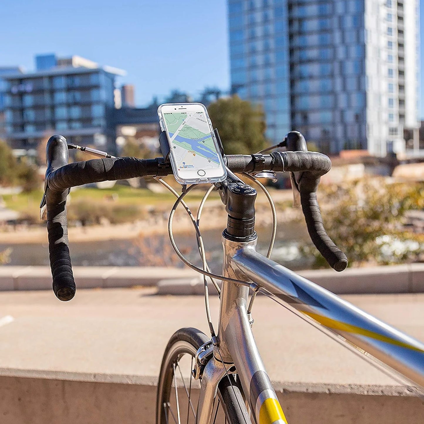 Nite Ize Squeeze Rotating Smartphone Bar Mount - 360-Degree Rotating Phone Holder for Handlebars, Strollers & Adventures - Non-Slip & Adjustable