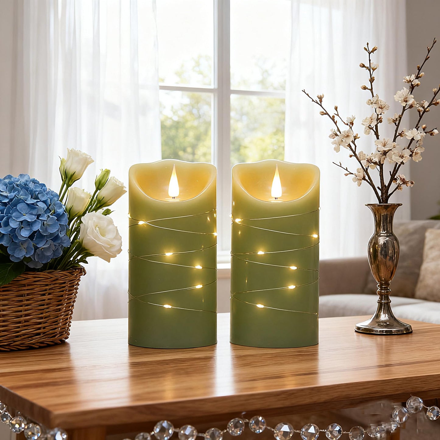 CFDECOR Flameless Candle with Timer,Battery Operated Flickering Led Candles with Remote,Realistic 3D Moving Flame Pillar Candles,Scalloped Edge,Real