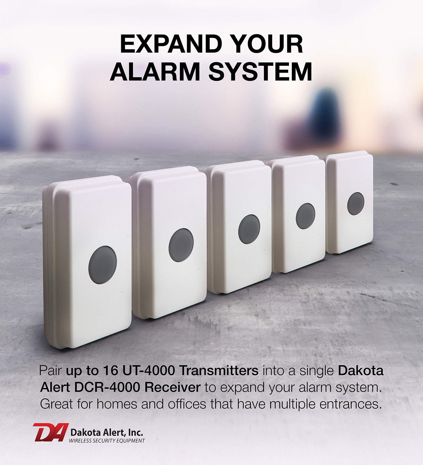 Dakota Alert UT-4000, Universal Transmitter for Wireless Home Security & Doorbell-1 Mile Long Range, Compatible with 4000 Series Receiver, Driveway