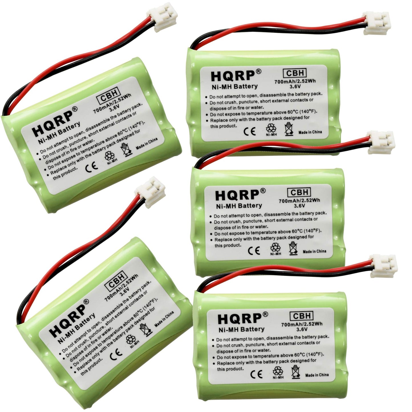 HQRP Phone Battery 5-Pack Compatible with VTech 89-1323-00-00/8913230000 / 891323, 2465, 6765, 6772, 6773, 6775, 6783, 6785, 6822, 6897 Cordless