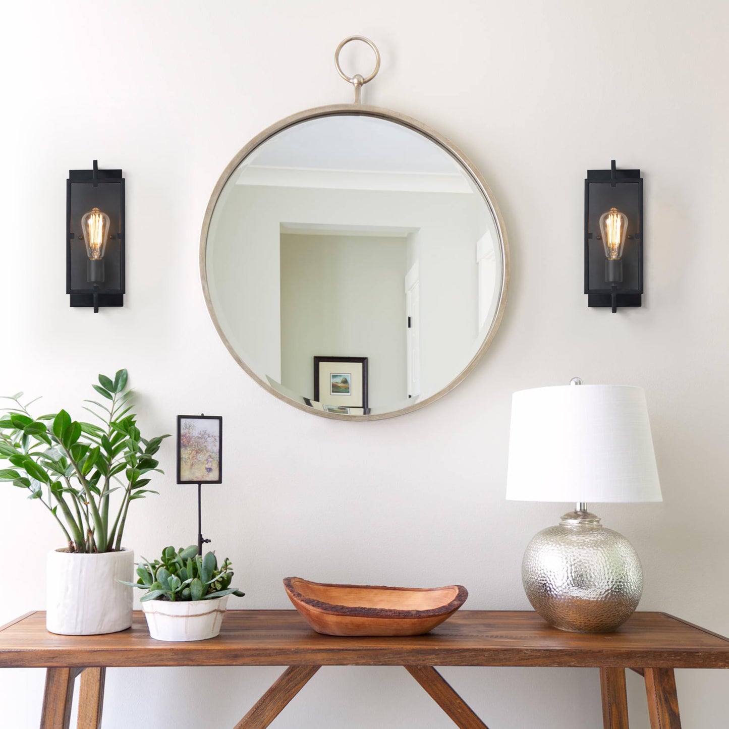 Laplusbelle 1-Light Bathroom Light Fixture, Matte Black Vanity Lights Wall Sconce with Clear Glass Shade, Indoor Wall Lamp with E26 Base for Mirror