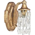 Capital Lighting 8521AG-CR Blakely K9 Crystal Wall Sconce, 1-Light 60 Watt, 8" H x 5" W, Antique Gold